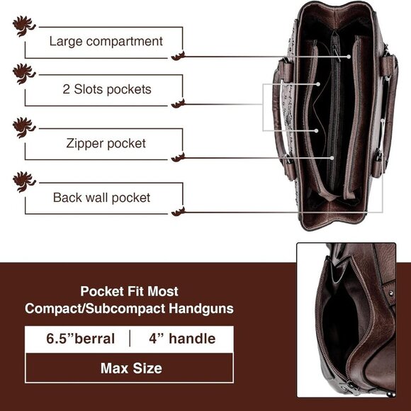 Tote Bag for Women Large Western Purse Ladies Top Handle Shoulder Handbags Vinta - Picture 4 of 7